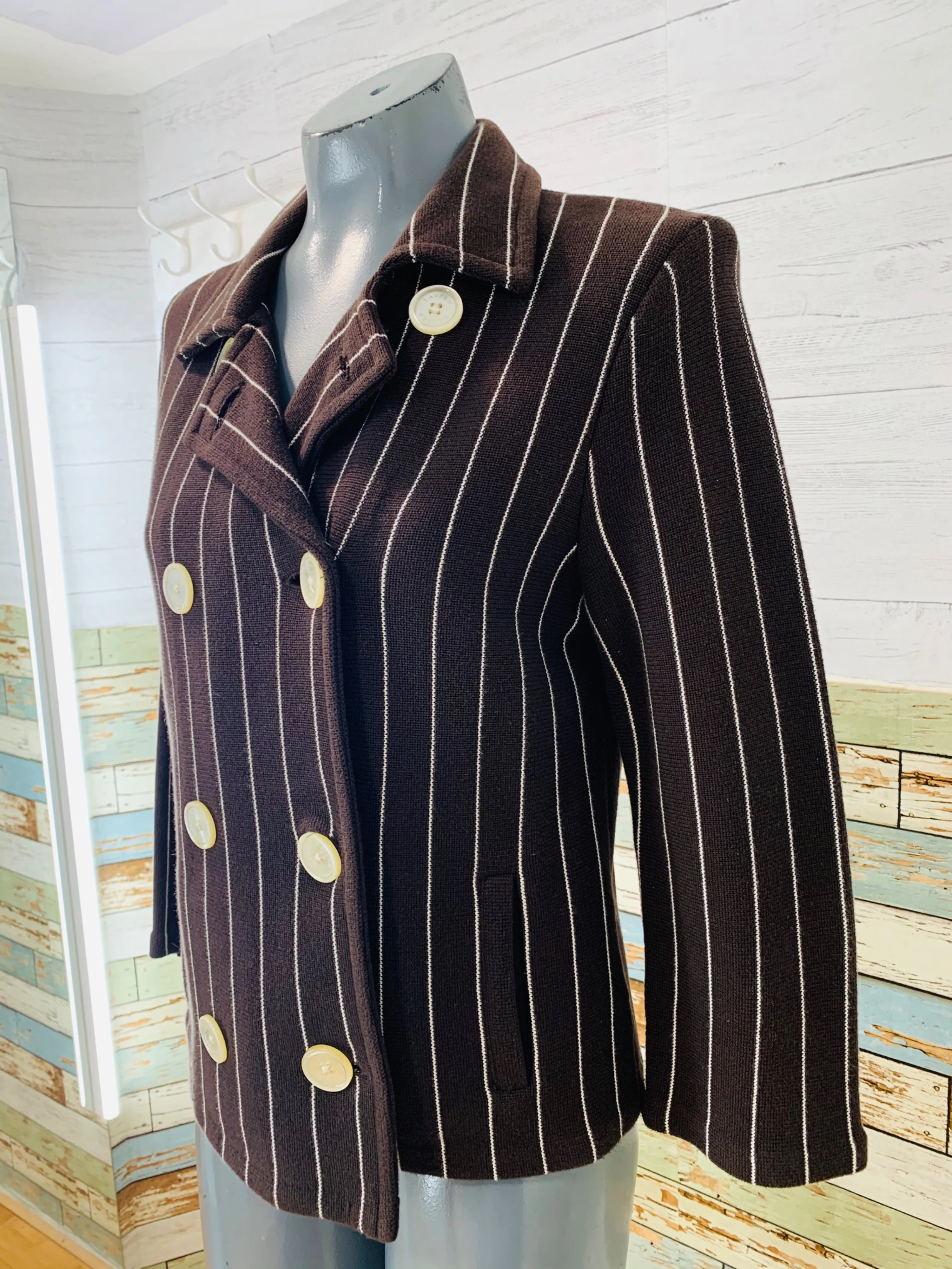 00's Knit Short Pinstripe Jacket by Ralph Lauren