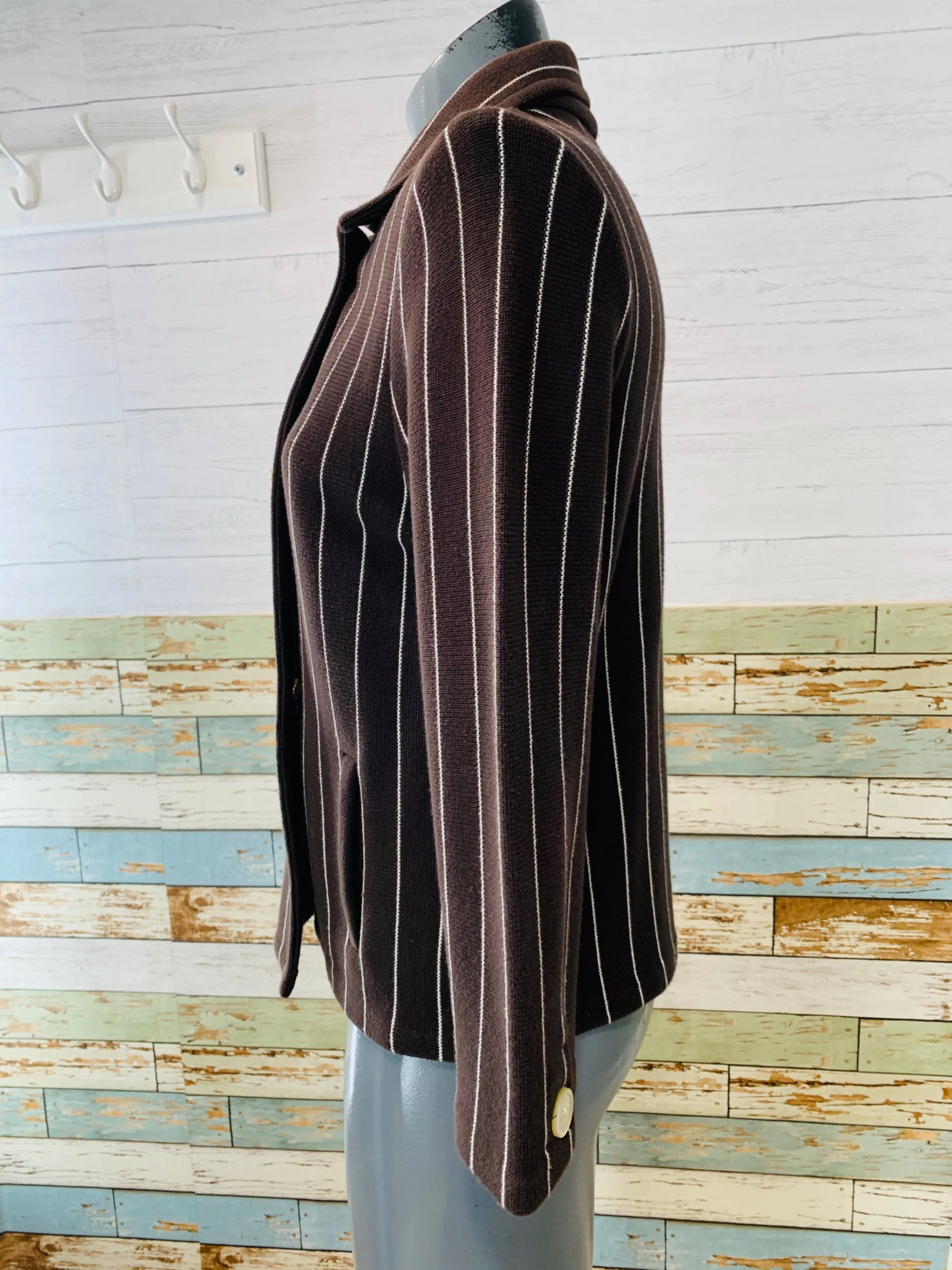 00's Knit Short Pinstripe Jacket by Ralph Lauren