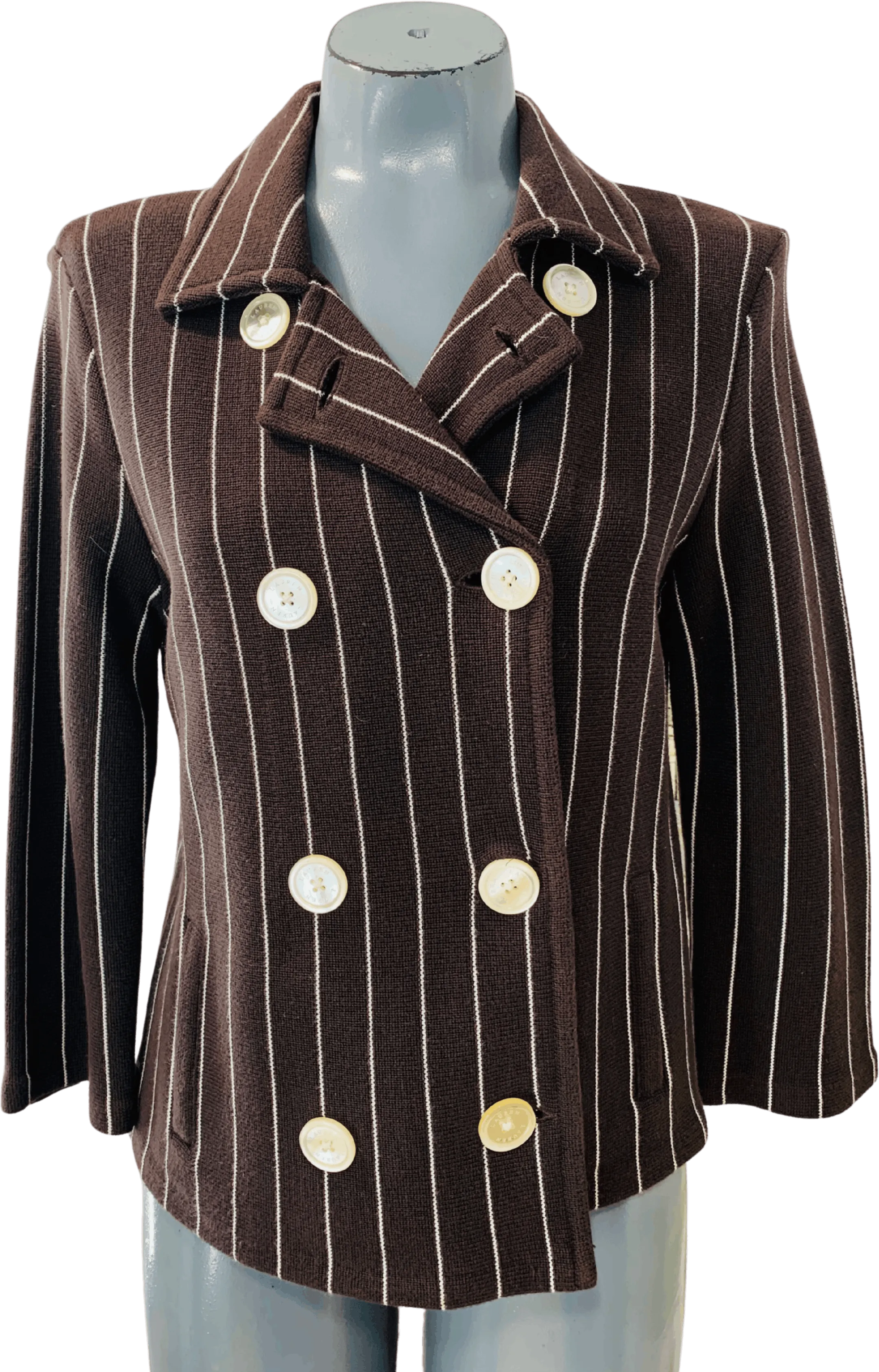00's Knit Short Pinstripe Jacket by Ralph Lauren