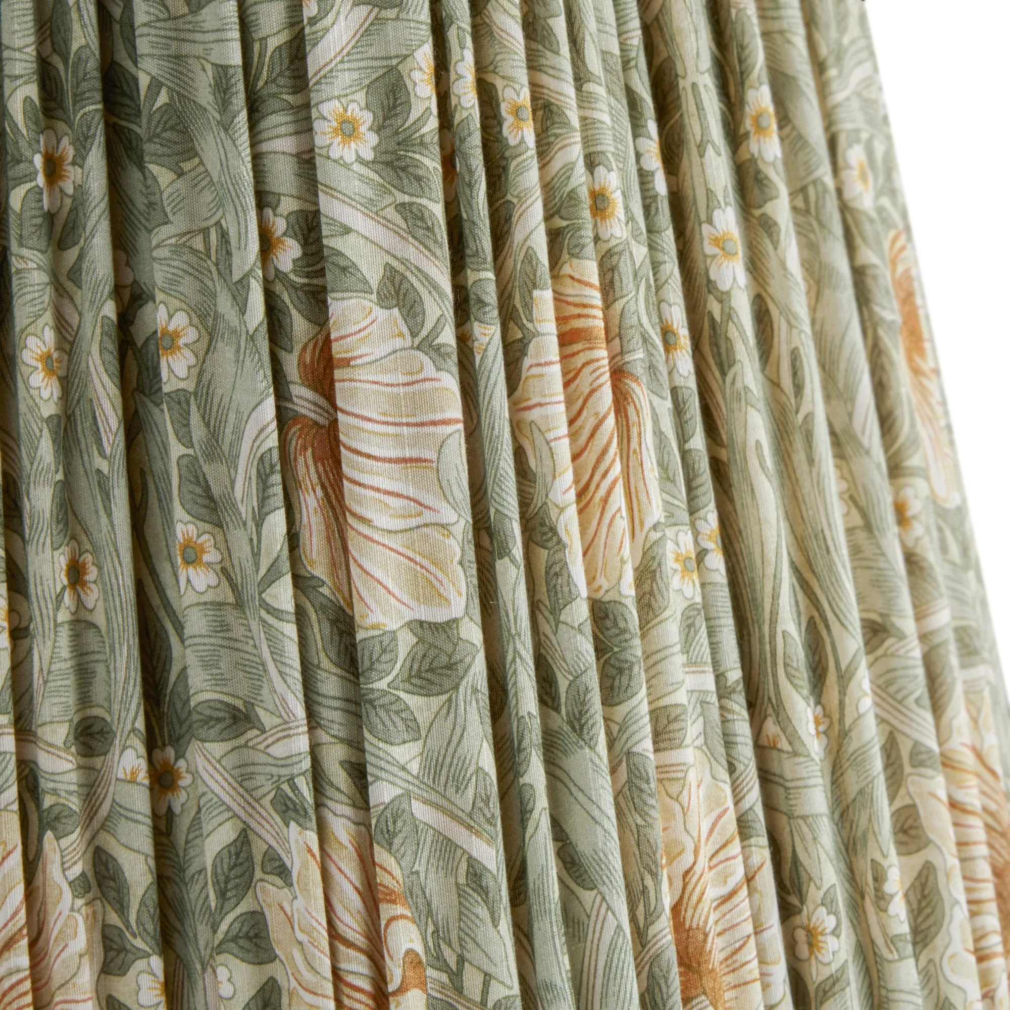 25cm scalloped tall tapered shade in bayleaf & manilla silk Pimpernel by Morris & Co.