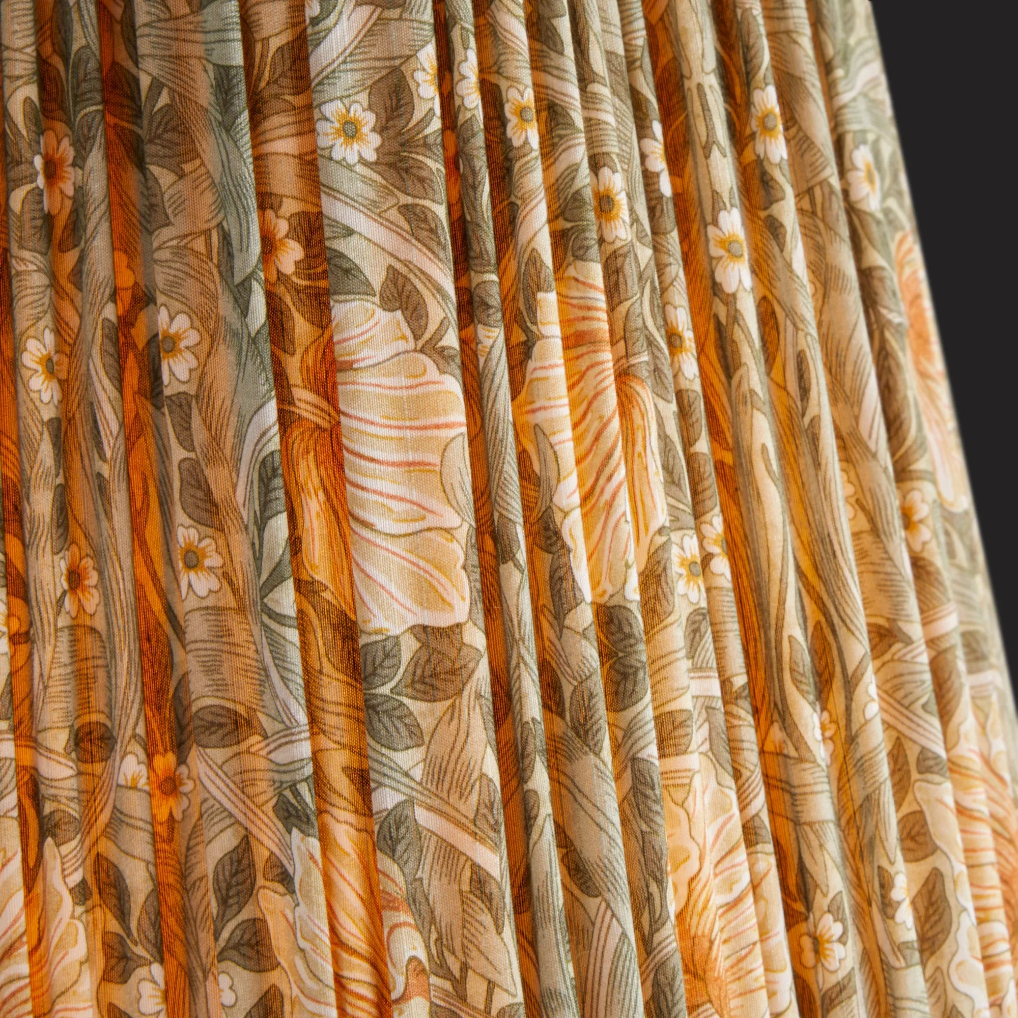 25cm scalloped tall tapered shade in bayleaf & manilla silk Pimpernel by Morris & Co.