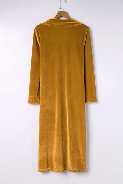 3 Classy Collared Longline Velvet Cardigan