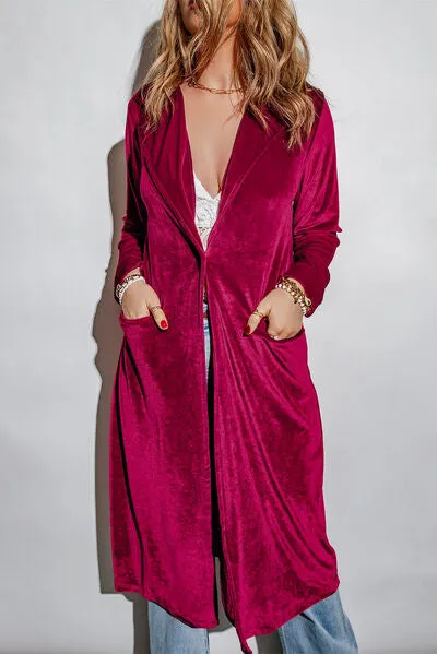 3 Classy Collared Longline Velvet Cardigan