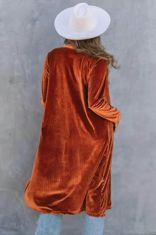 3 Classy Collared Longline Velvet Cardigan