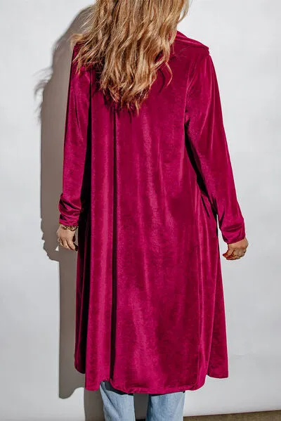 3 Classy Collared Longline Velvet Cardigan