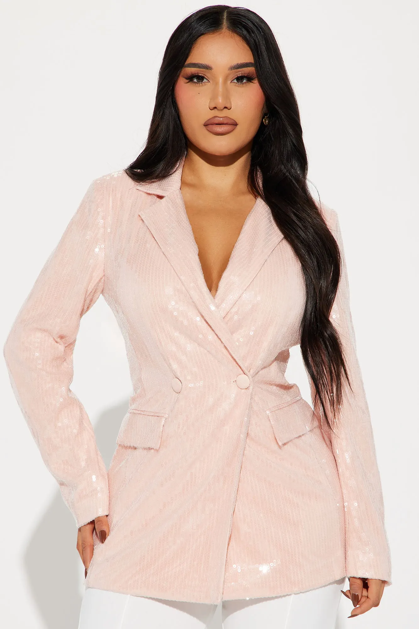 Alana Sequin Blazer - Nude