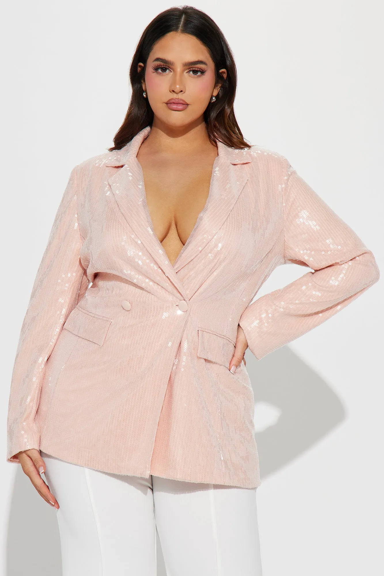 Alana Sequin Blazer - Nude