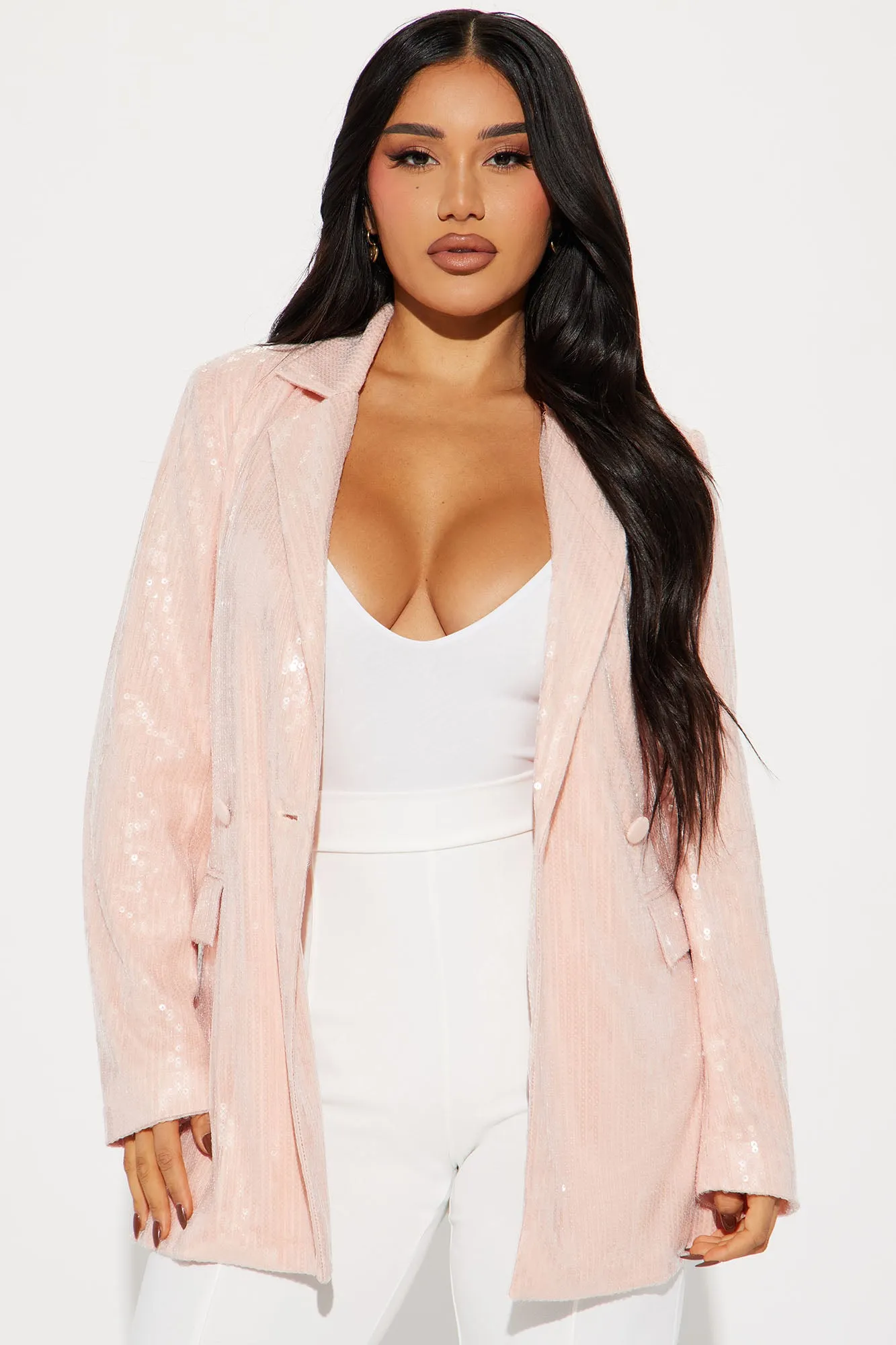 Alana Sequin Blazer - Nude