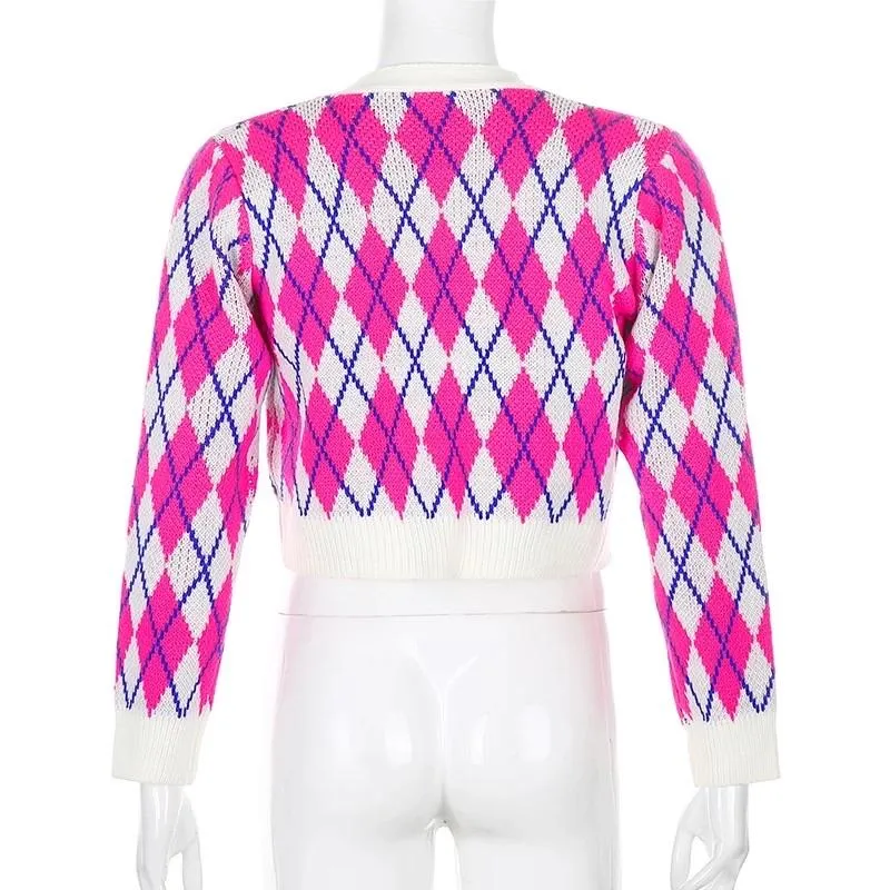 Argyle Cropped Cardigan