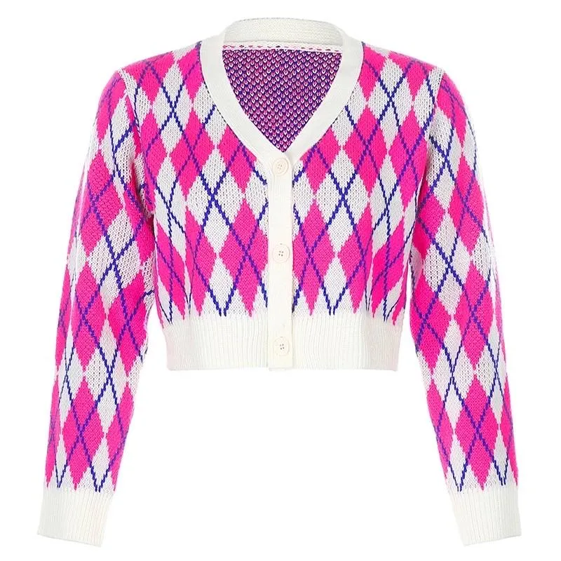 Argyle Cropped Cardigan