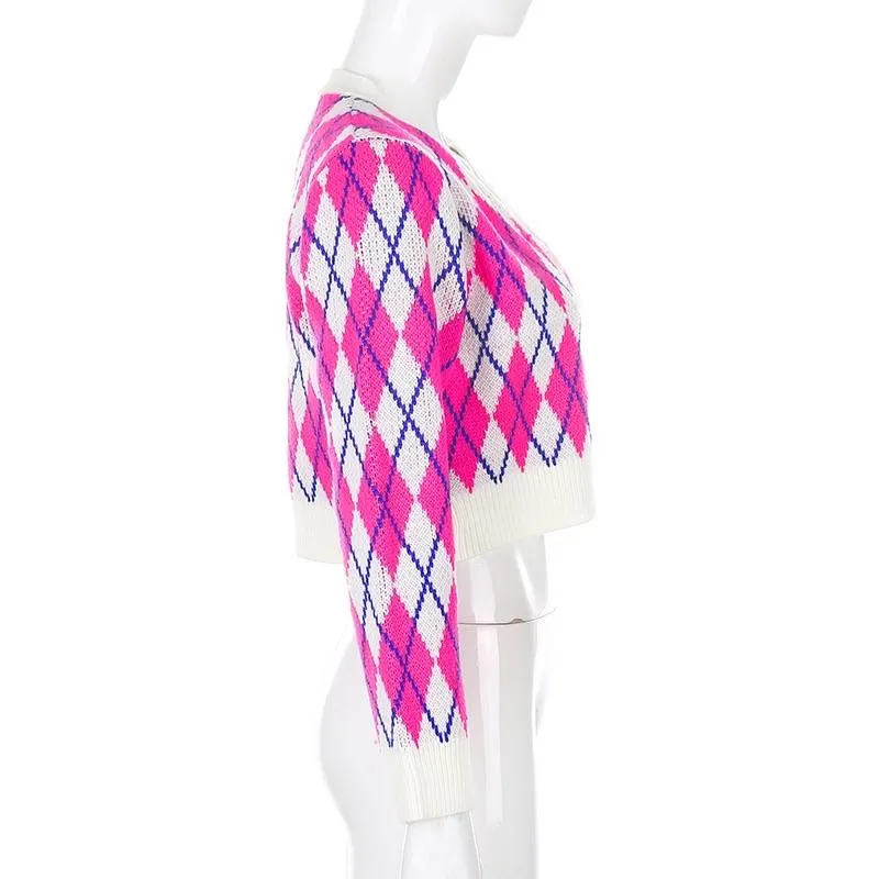 Argyle Cropped Cardigan