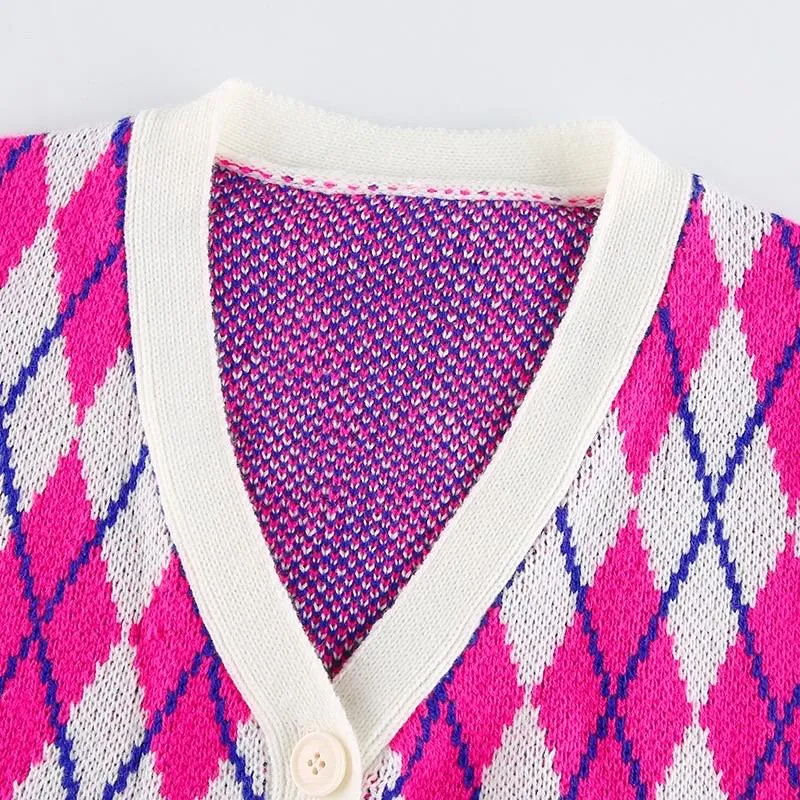 Argyle Cropped Cardigan