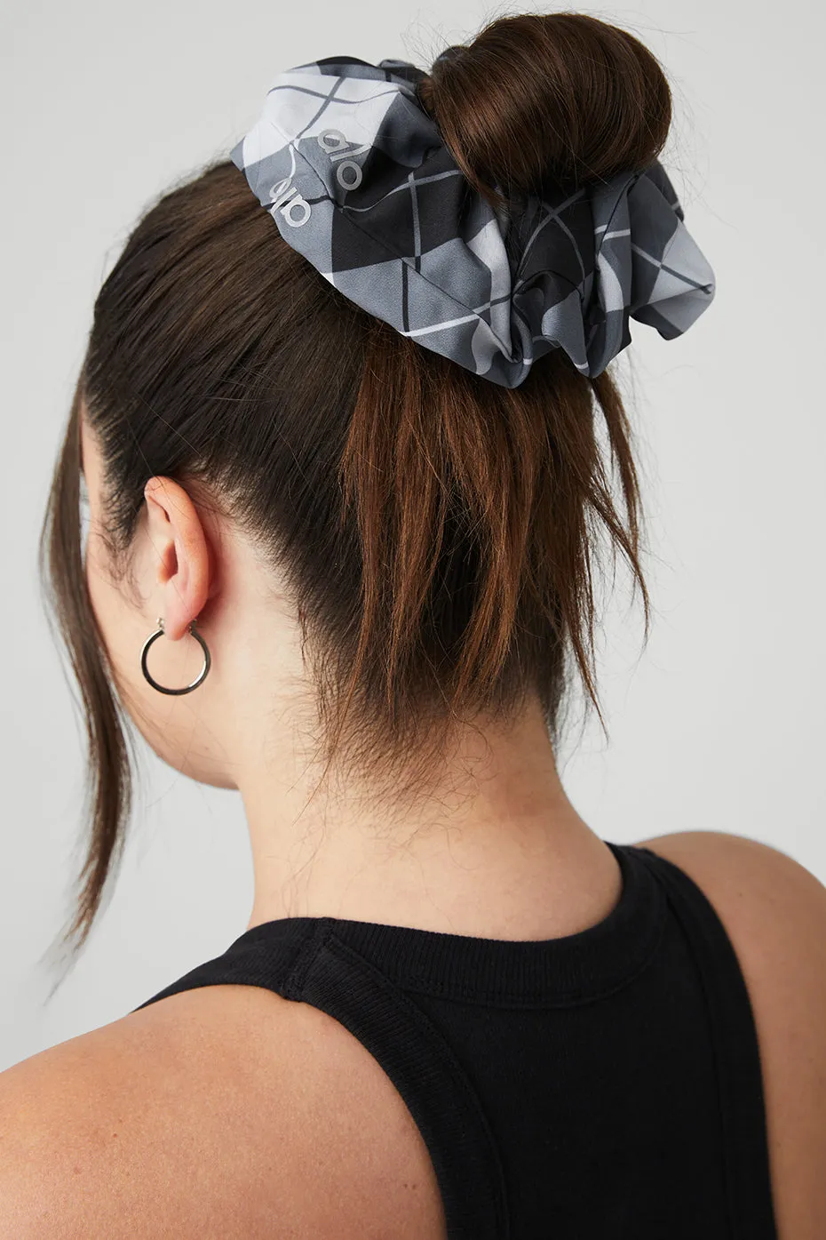 Argyle Oversized Scrunchie - Black/Anthracite
