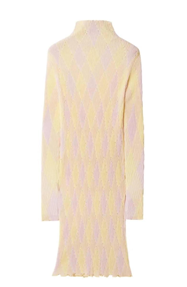 ARGYLE RIBBED-KNIT DRESS