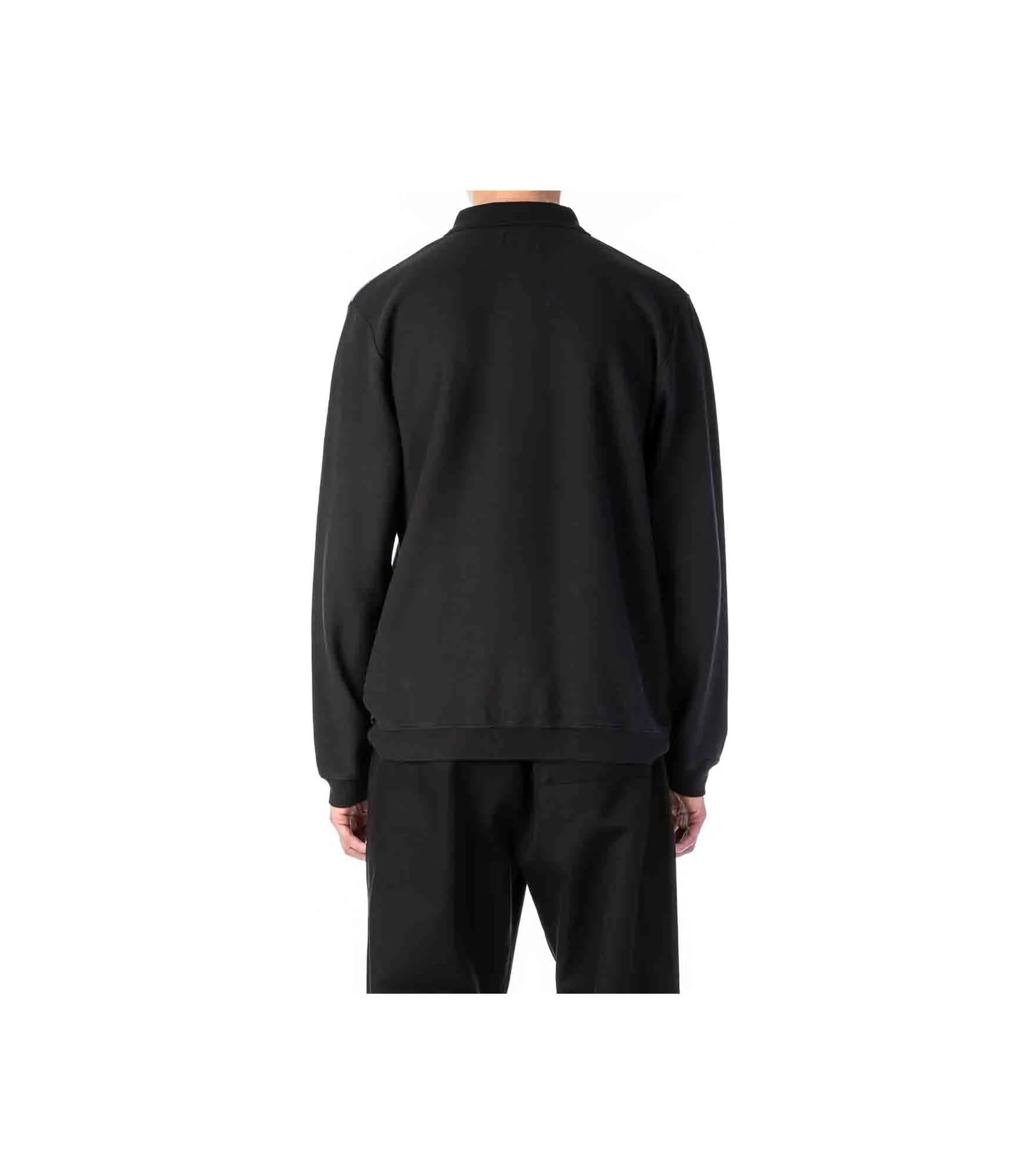 Argyle Zip Ls Polo - Black