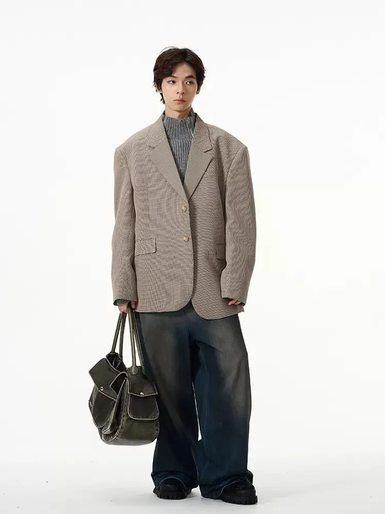Asymmetrical Oversized Houndstooth Blazer