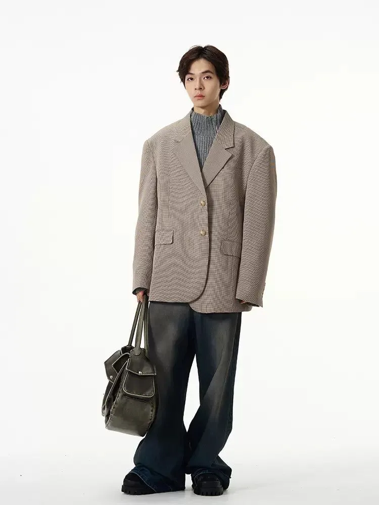 Asymmetrical Oversized Houndstooth Blazer