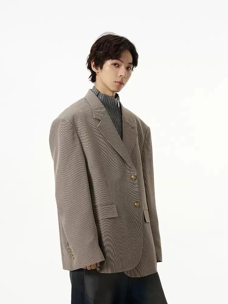 Asymmetrical Oversized Houndstooth Blazer