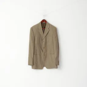 Banana Republic Men 40 Blazer Brown 100% Linen Striped Single Breasted Jacket
