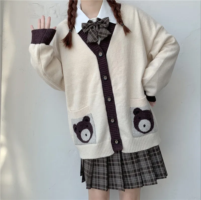 Bear Lover Kawaii Lolita Oversized Sweater Cardigan
