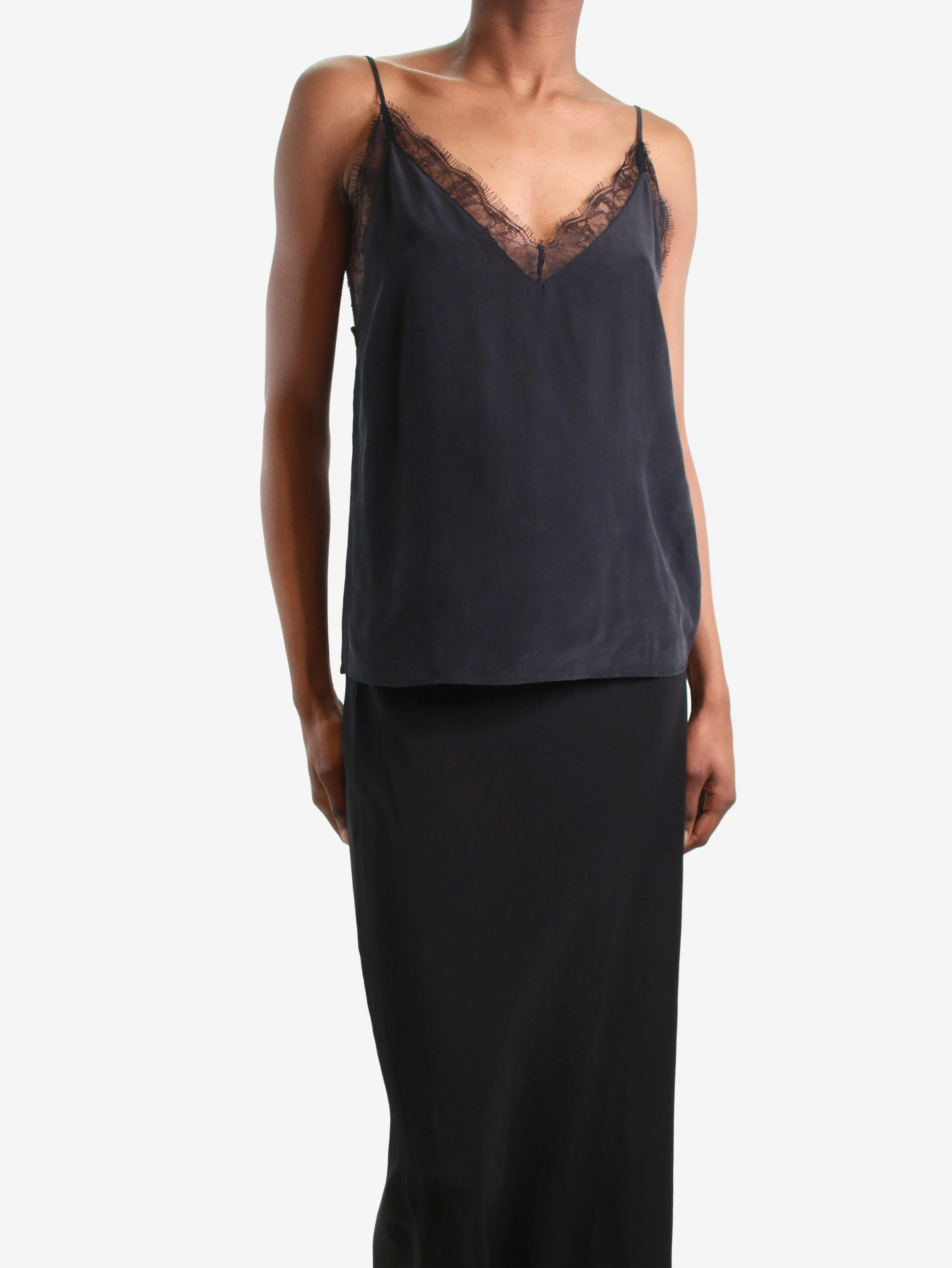 Black lace-trimmed camisole - size XS