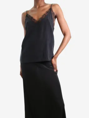 Black lace-trimmed camisole - size XS