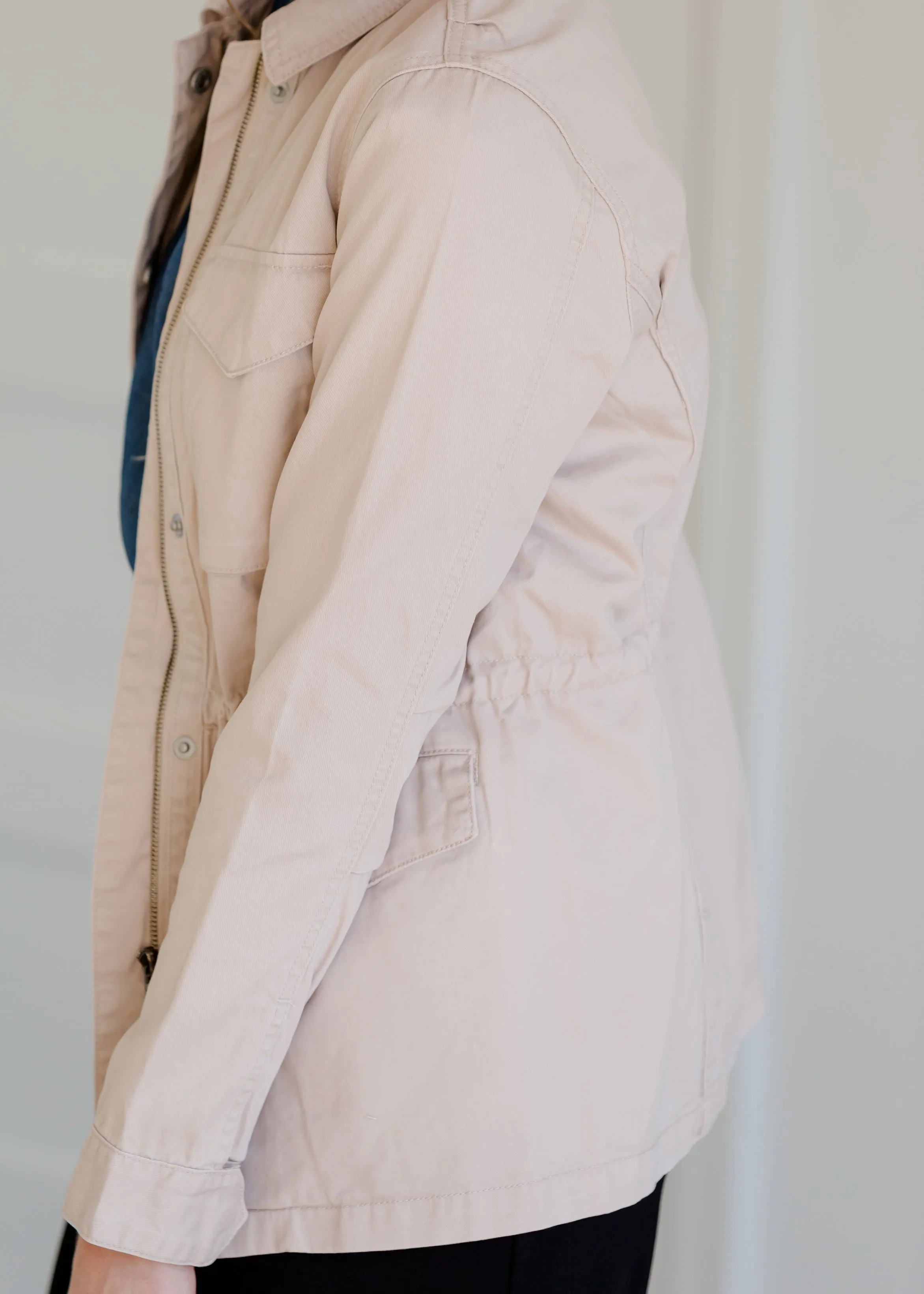 Blush Cargo Zip Up Jacket - FINAL SALE