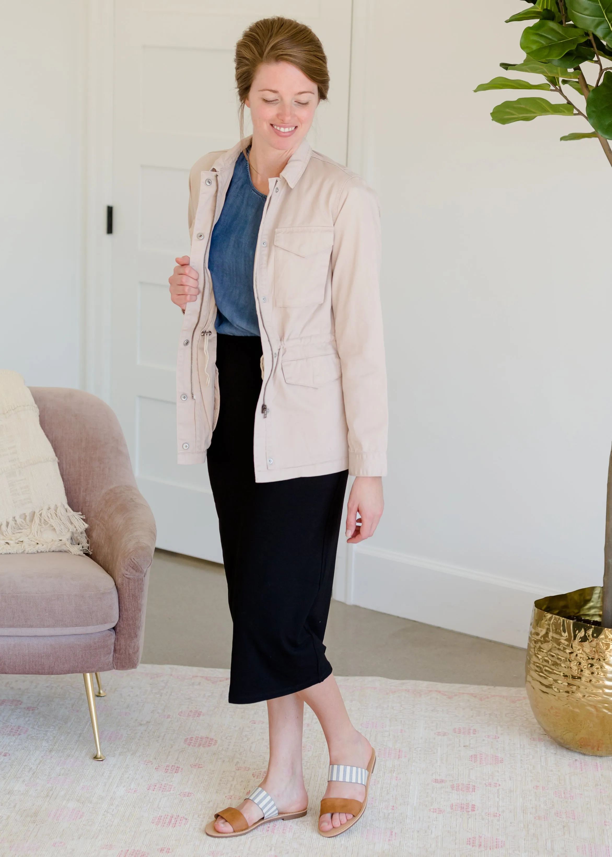 Blush Cargo Zip Up Jacket - FINAL SALE