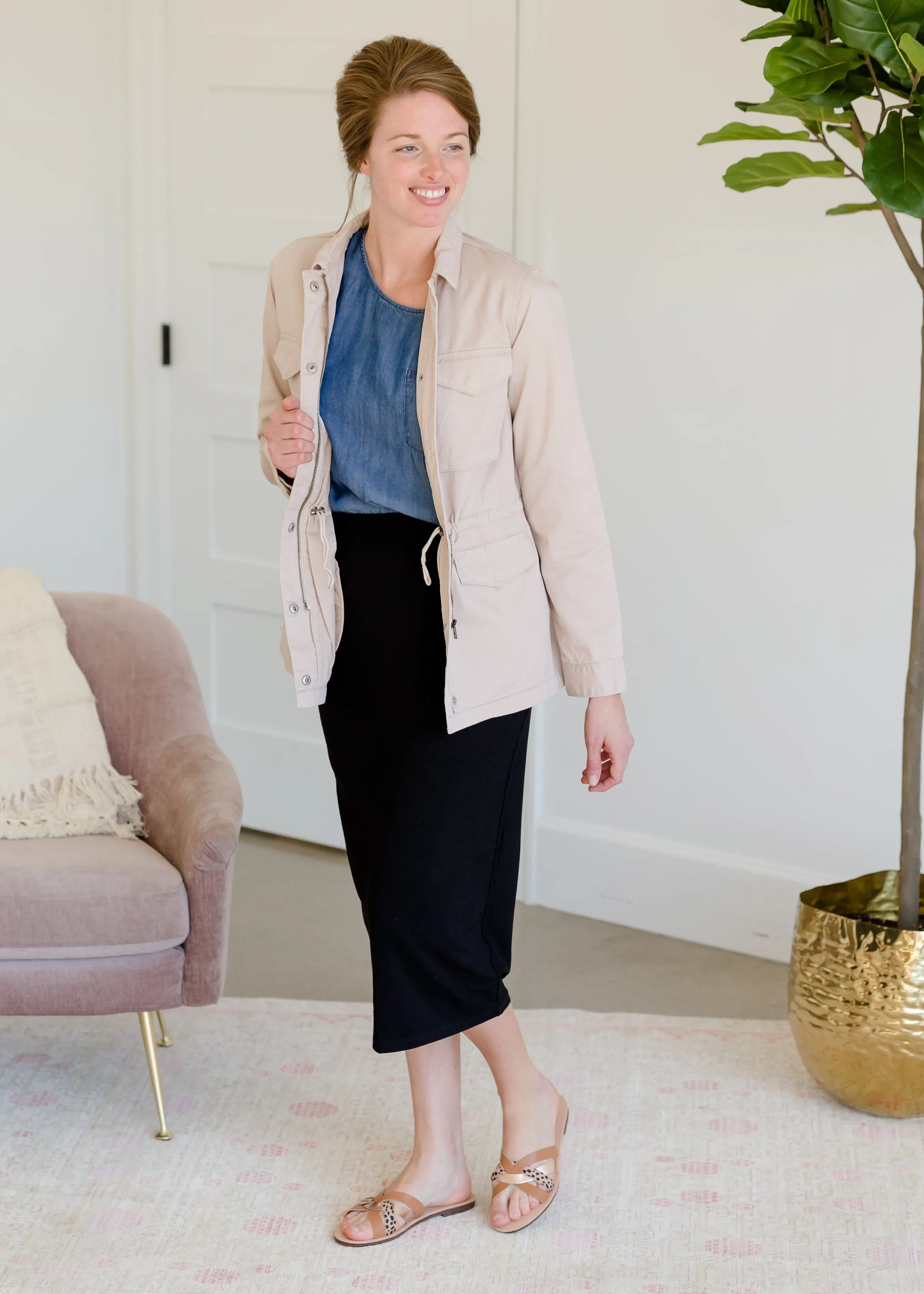 Blush Cargo Zip Up Jacket - FINAL SALE