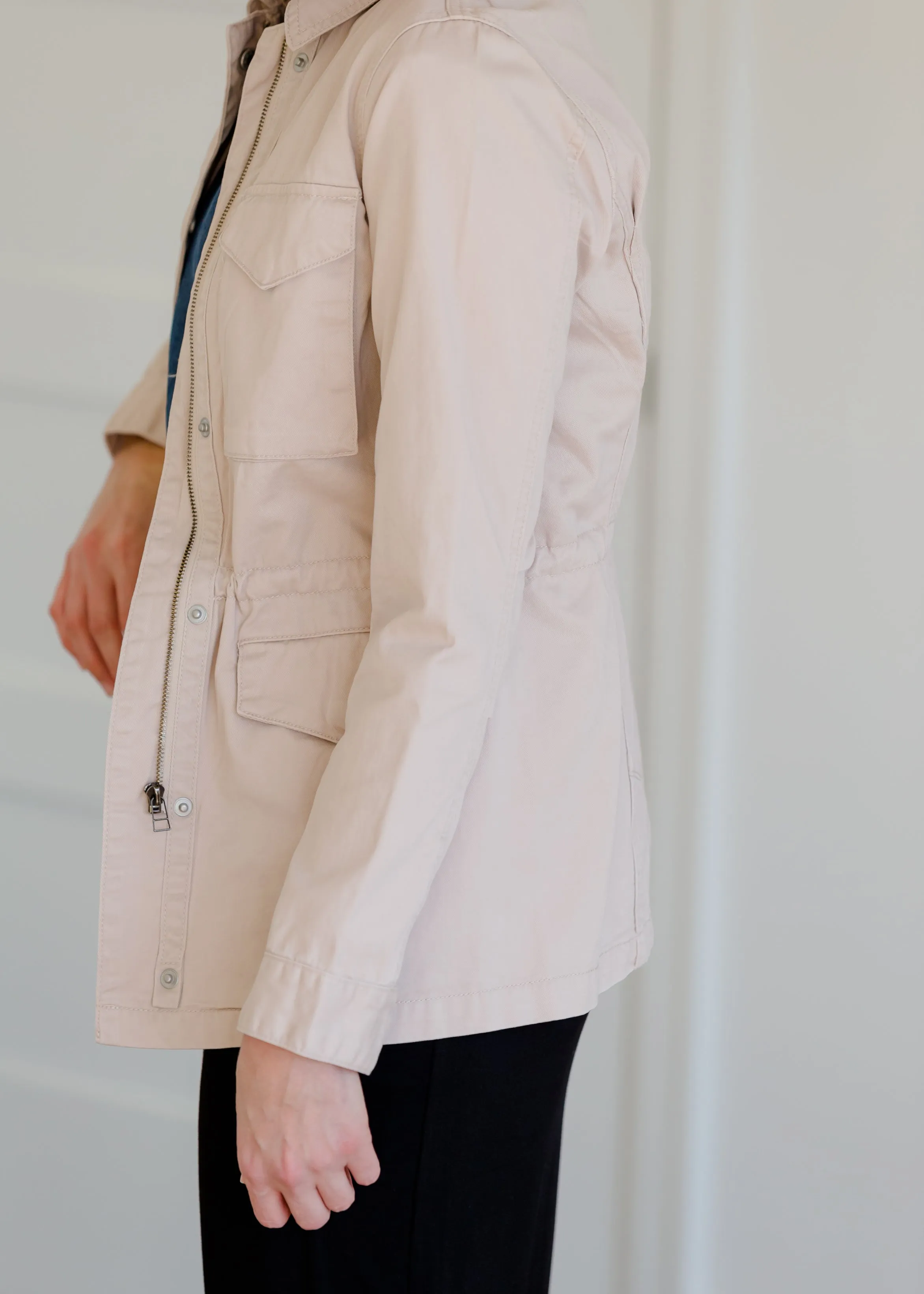 Blush Cargo Zip Up Jacket - FINAL SALE