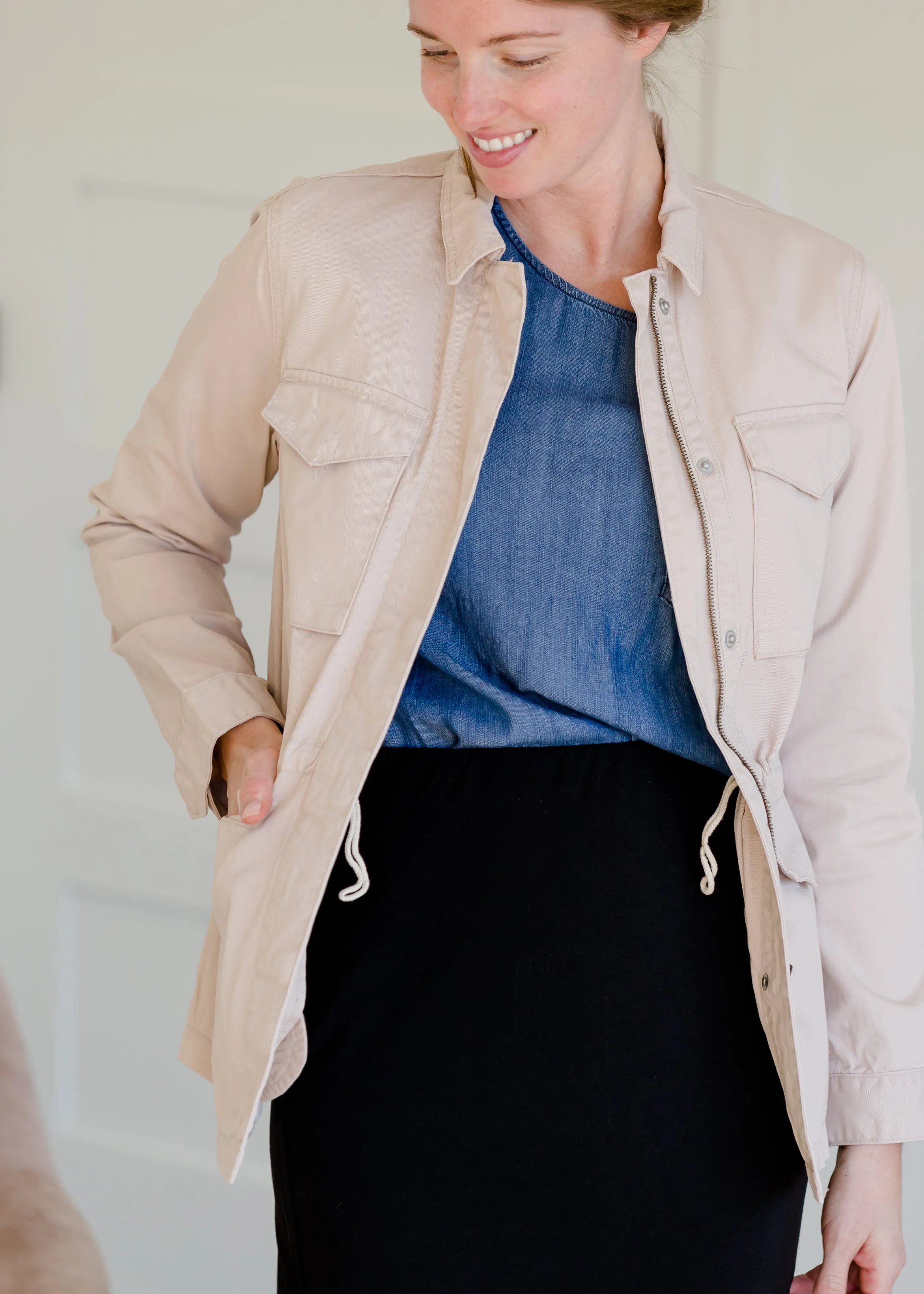 Blush Cargo Zip Up Jacket - FINAL SALE