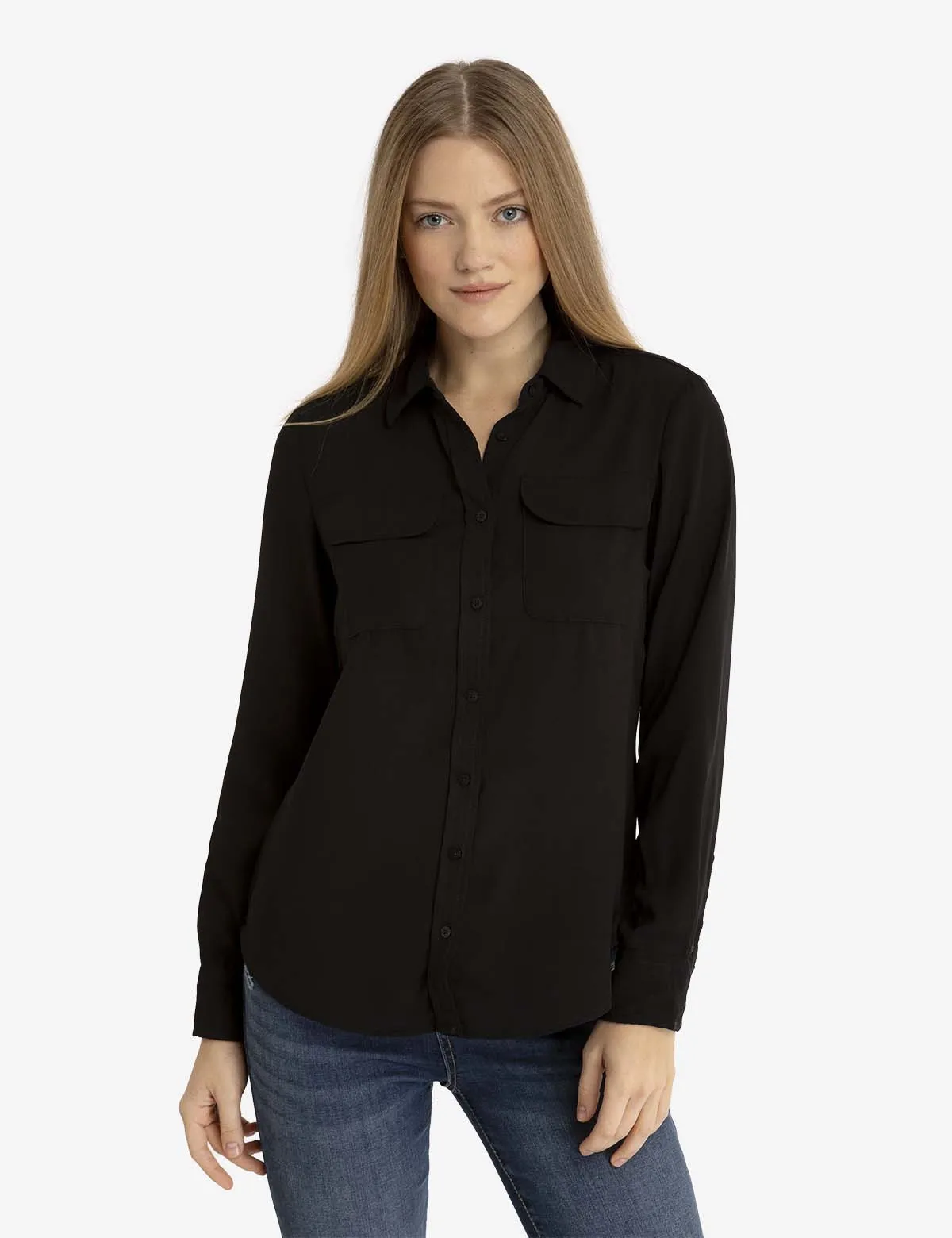 CHEST POCKET PLEATED FRONT TOP