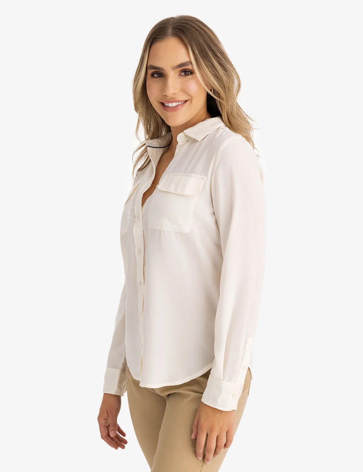 CHEST POCKET PLEATED FRONT TOP