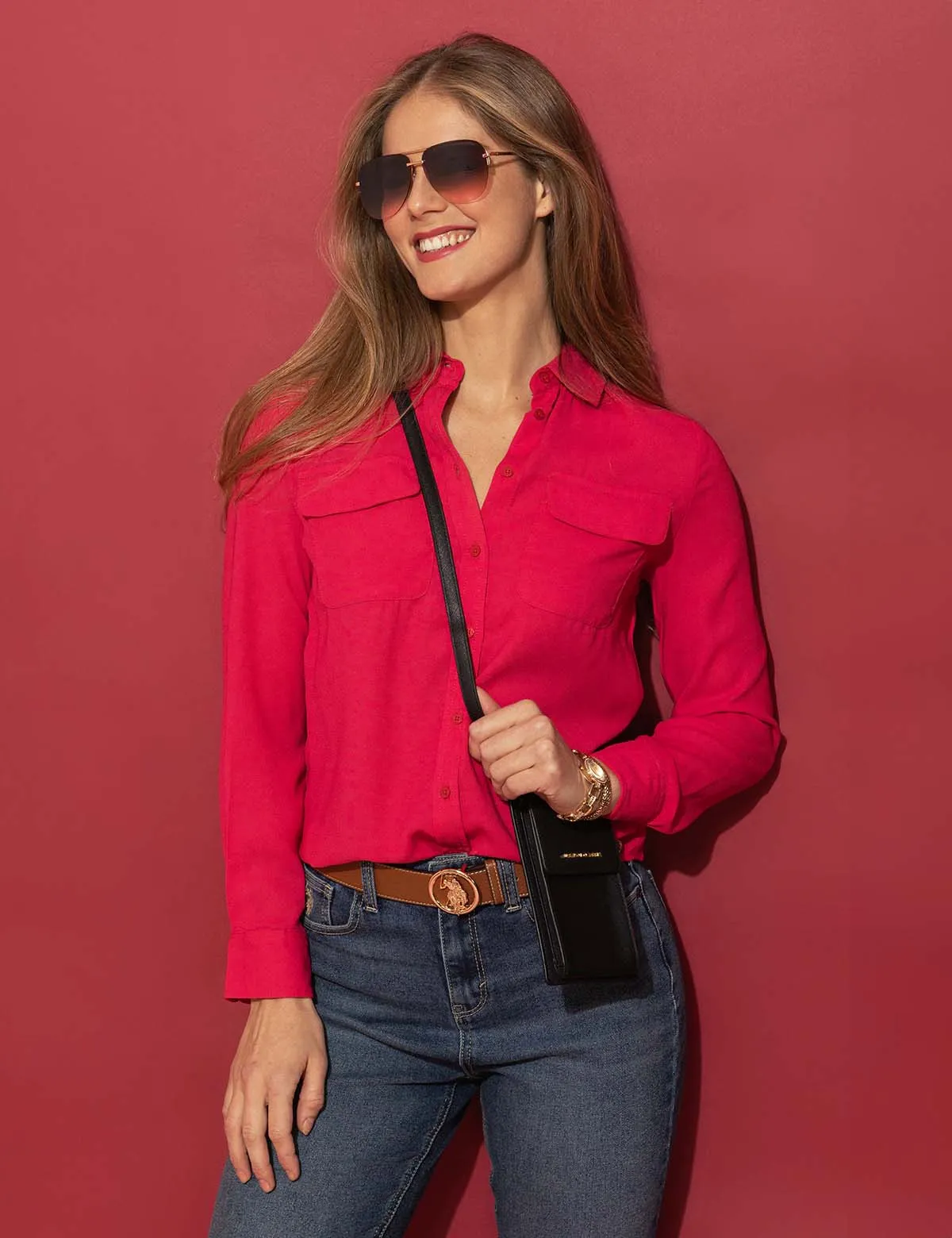 CHEST POCKET PLEATED FRONT TOP