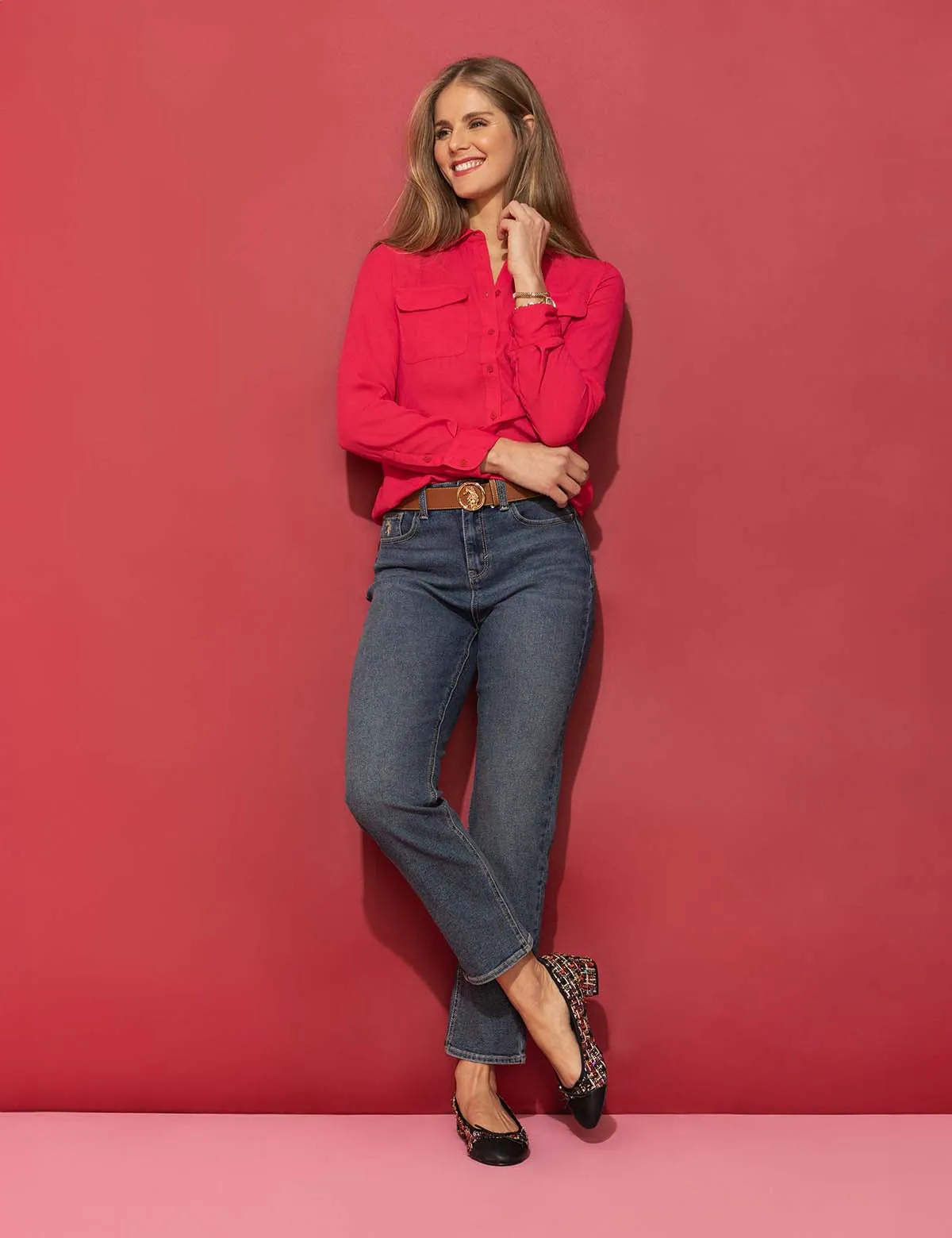 CHEST POCKET PLEATED FRONT TOP