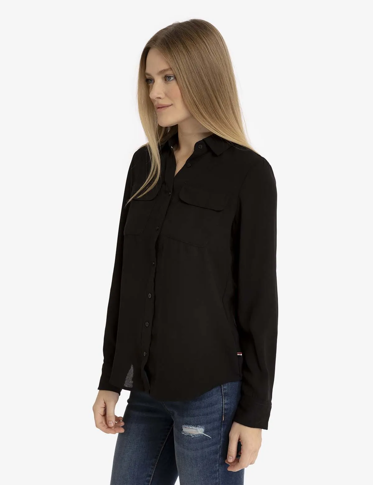 CHEST POCKET PLEATED FRONT TOP