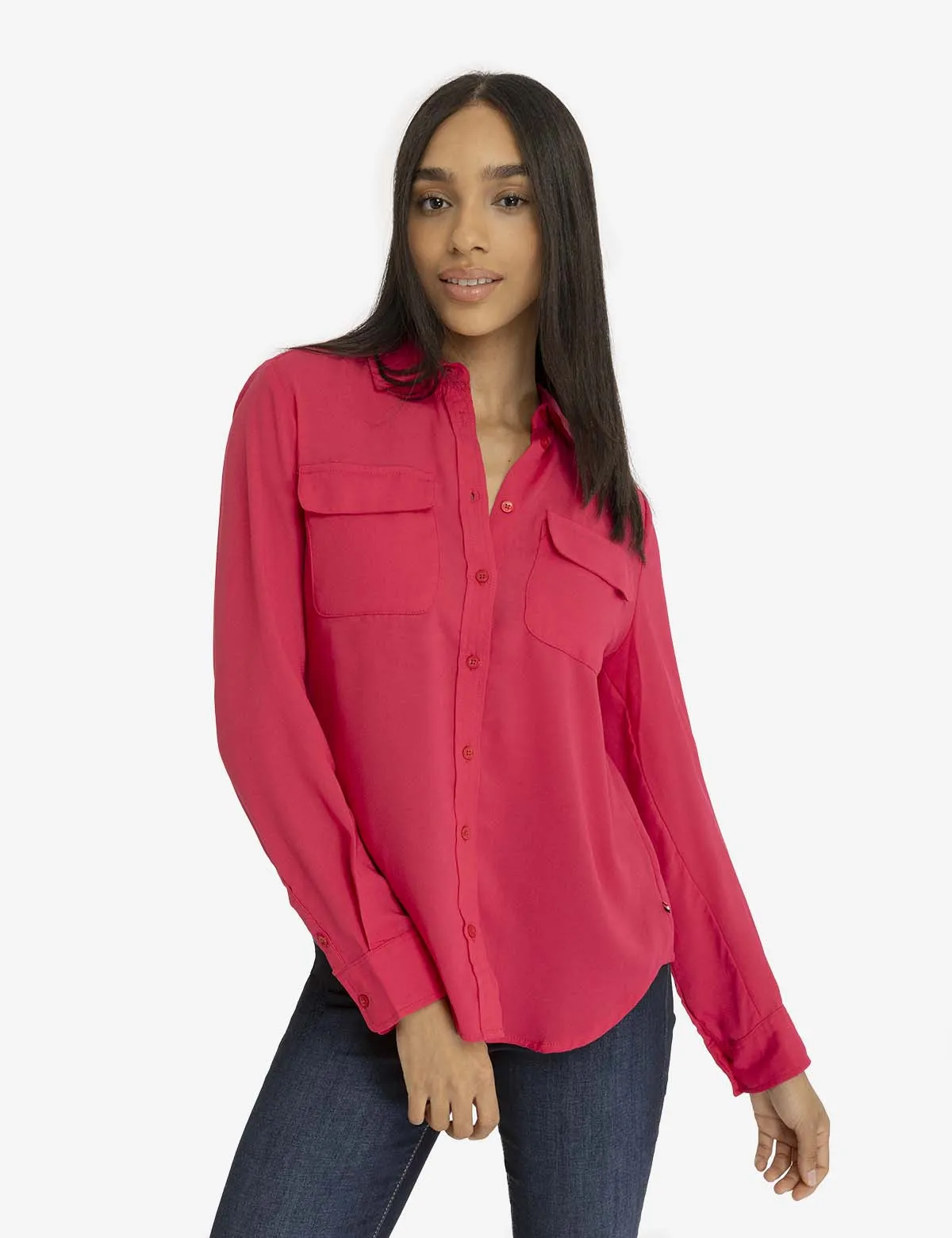 CHEST POCKET PLEATED FRONT TOP