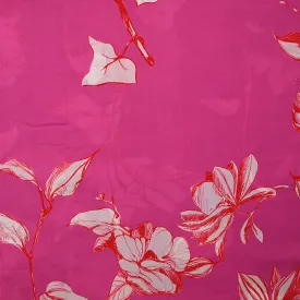 Coton imprimé croquis rouge fond rose fuchsia