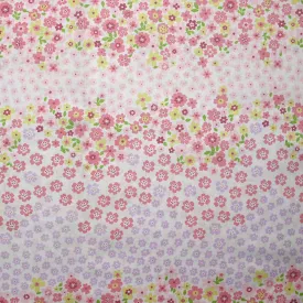 Coton imprimé fleurs Adèle rose fond blanc