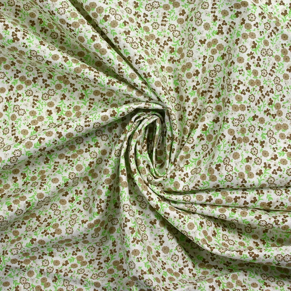 Coton imprimé fleurs Giulia marron fond blanc