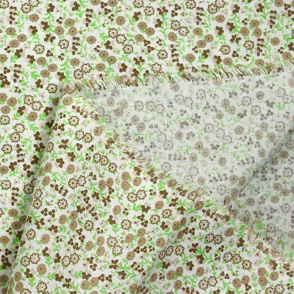 Coton imprimé fleurs Giulia marron fond blanc