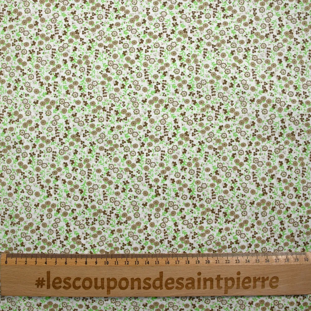 Coton imprimé fleurs Giulia marron fond blanc