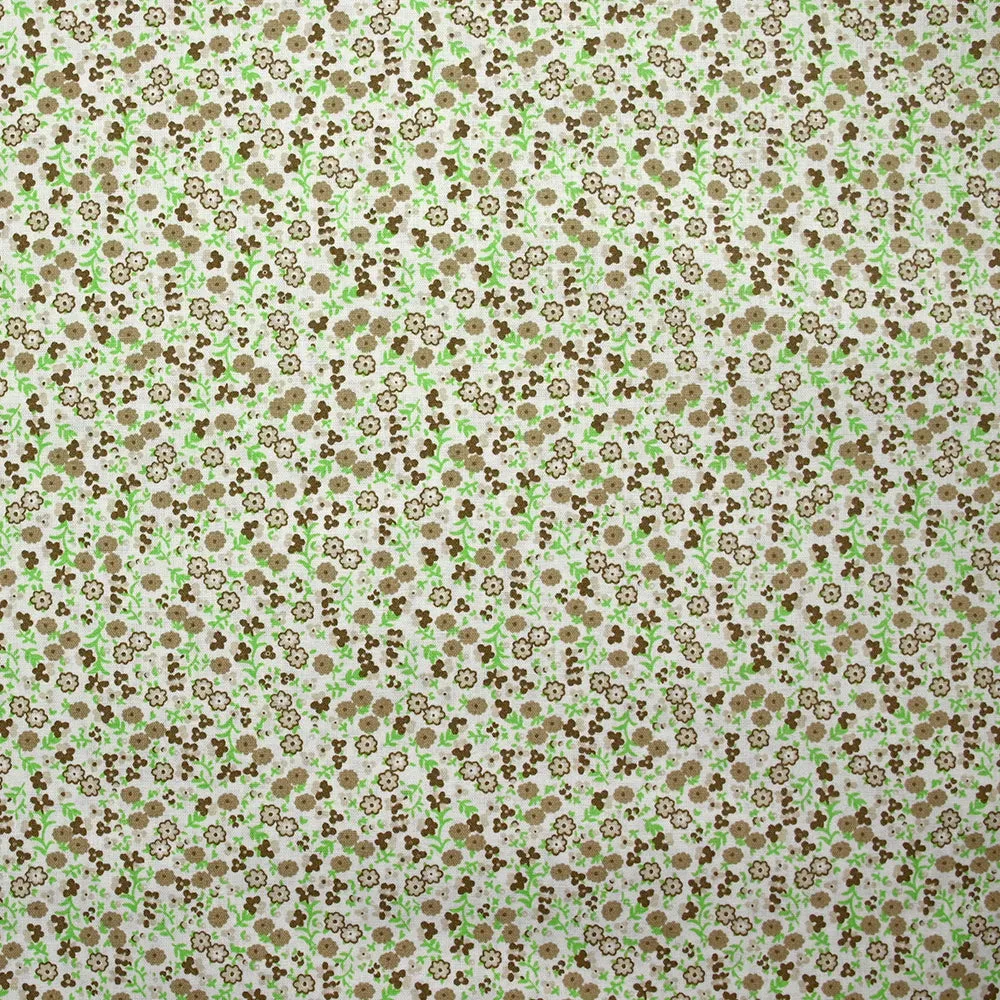 Coton imprimé fleurs Giulia marron fond blanc
