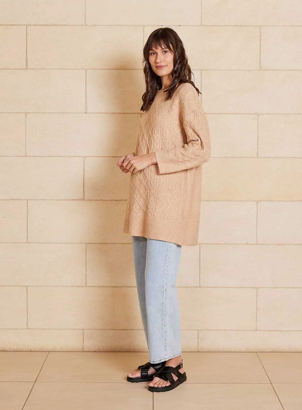 Cruz Long Knit-TAN