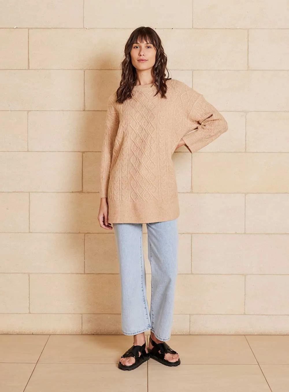 Cruz Long Knit-TAN