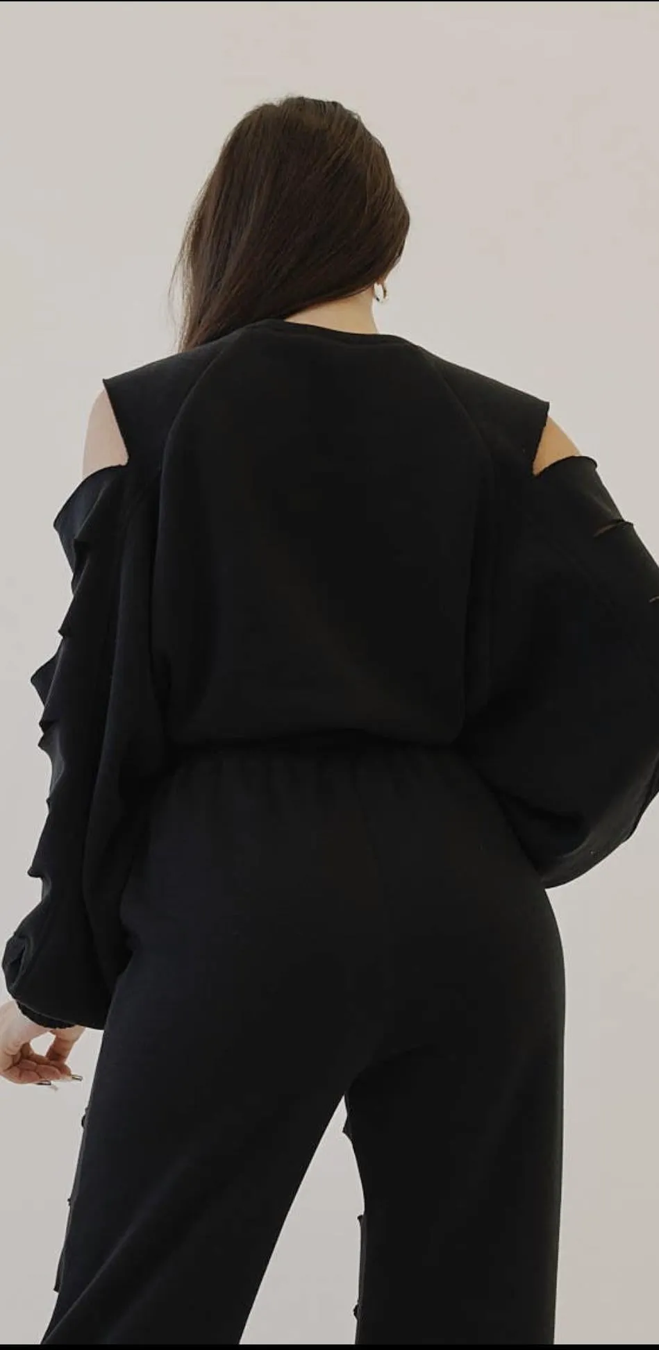 Cut Out Sleeve Fleece Sweatshirt