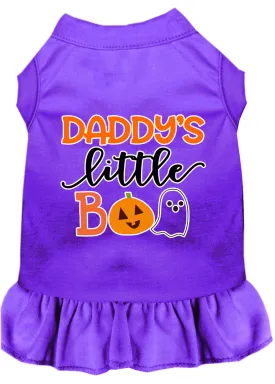 Daddy's Little Boo Screen Print Dog Dress Purple Xs