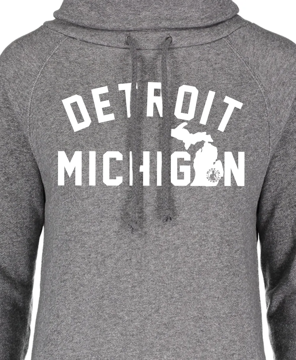 Cozy Grey Funnel Neck Fleece Jacket for Men - Detroit, MI