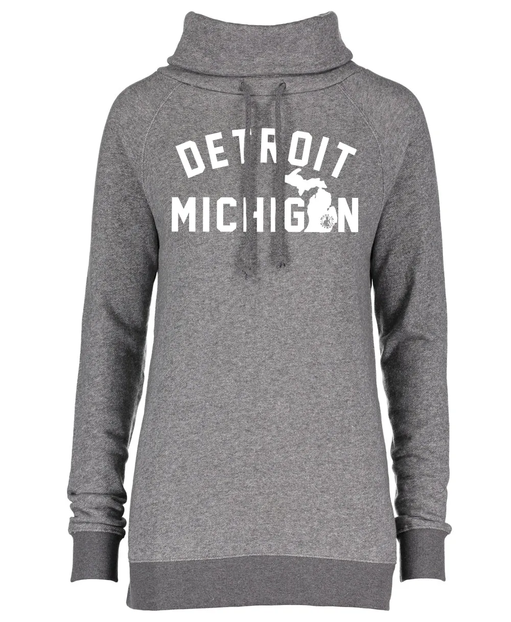 Cozy Grey Funnel Neck Fleece Jacket for Men - Detroit, MI