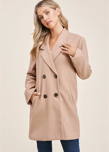 Double Breast Taupe Blazer Jacket